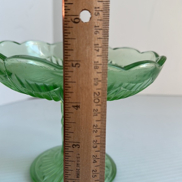 Vintage Green Depression Glass Pedestal Style Candy Dish - Picture 5 of 5